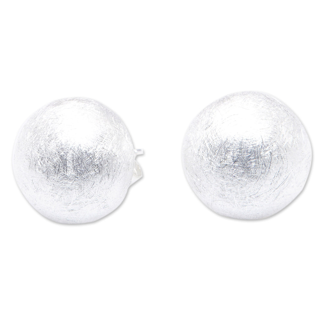 Brushed-Satin Finished Mushroom-Shaped Button Earrings - Mushrooms from Heaven