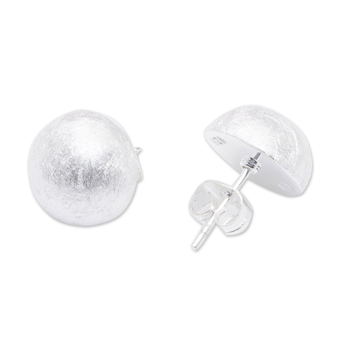 Brushed-Satin Finished Mushroom-Shaped Button Earrings - Mushrooms from Heaven