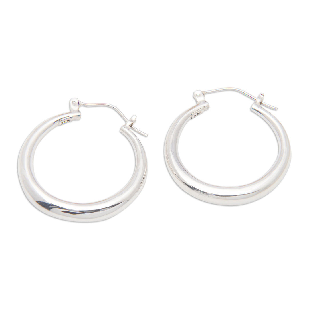 Minimalist-Inspired Round Sterling Silver Hoop Earrings - Glow Today