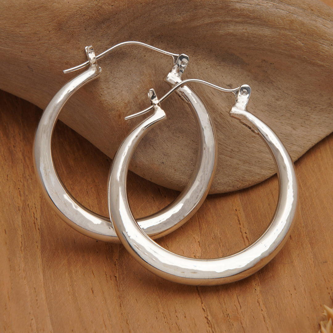 Minimalist-Inspired Round Sterling Silver Hoop Earrings - Glow Today