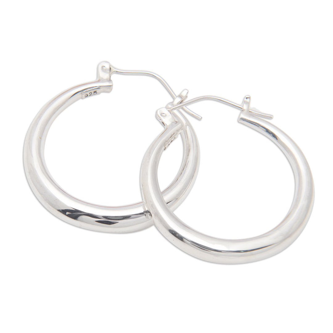 Minimalist-Inspired Round Sterling Silver Hoop Earrings - Glow Today