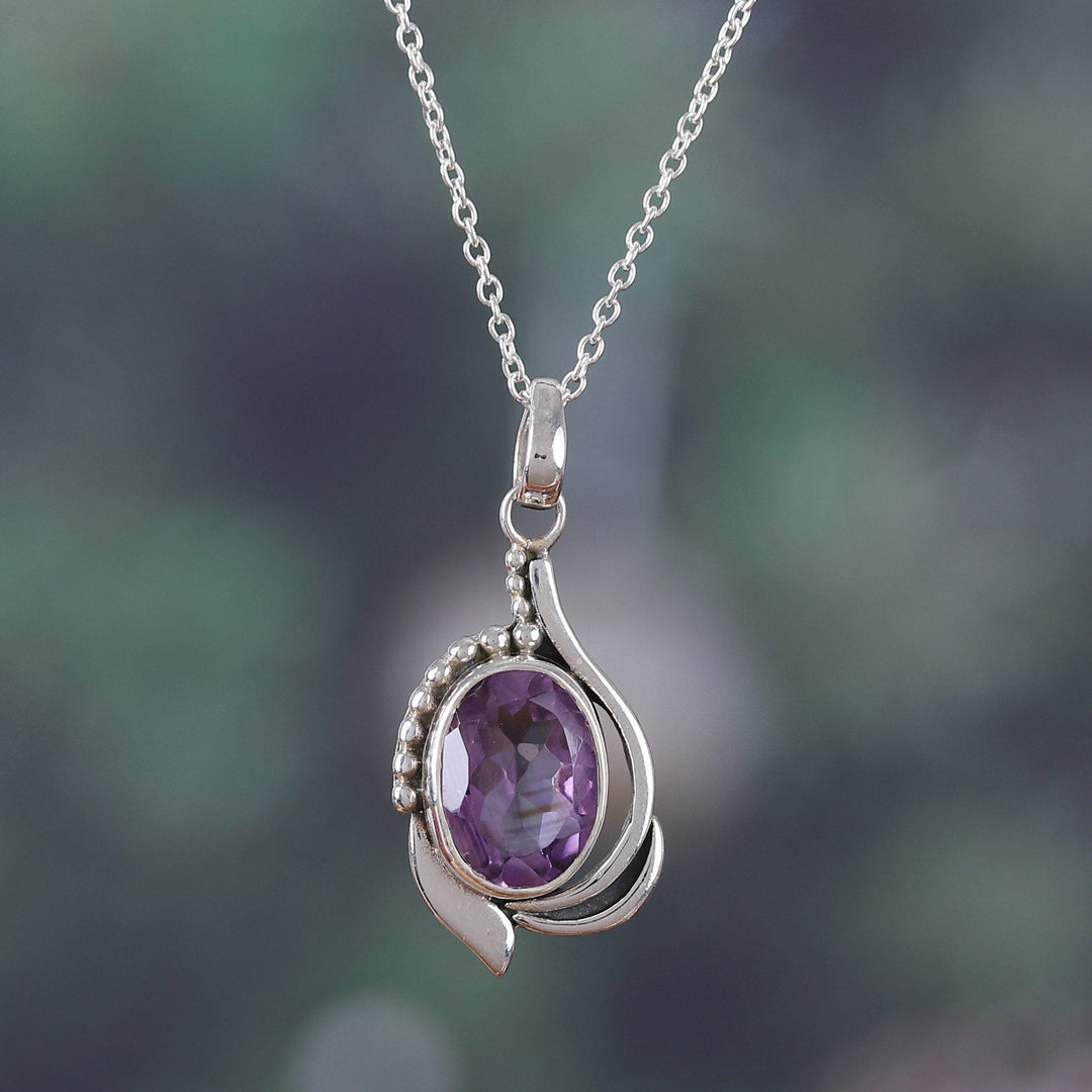 Polished Faceted 5-Carat Amethyst Pendant Necklace - Wise Kiss