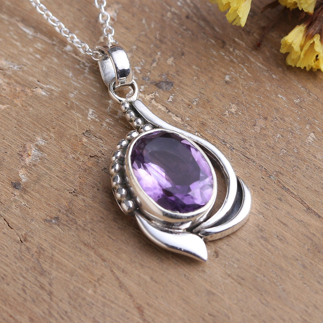 Polished Faceted 5-Carat Amethyst Pendant Necklace - Wise Kiss