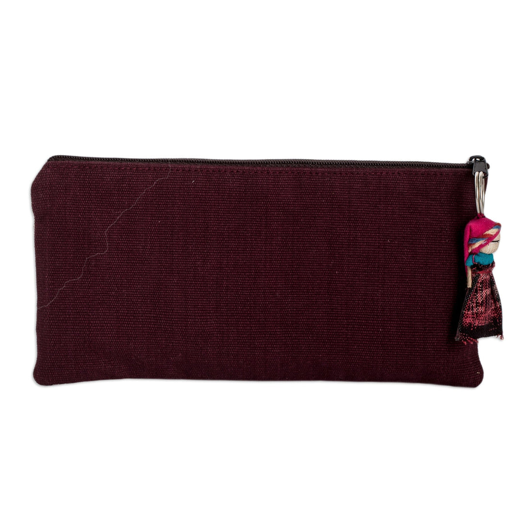 Handwoven Ivory and Chocolate Cotton Cosmetic Bag - Guatemalan Talent