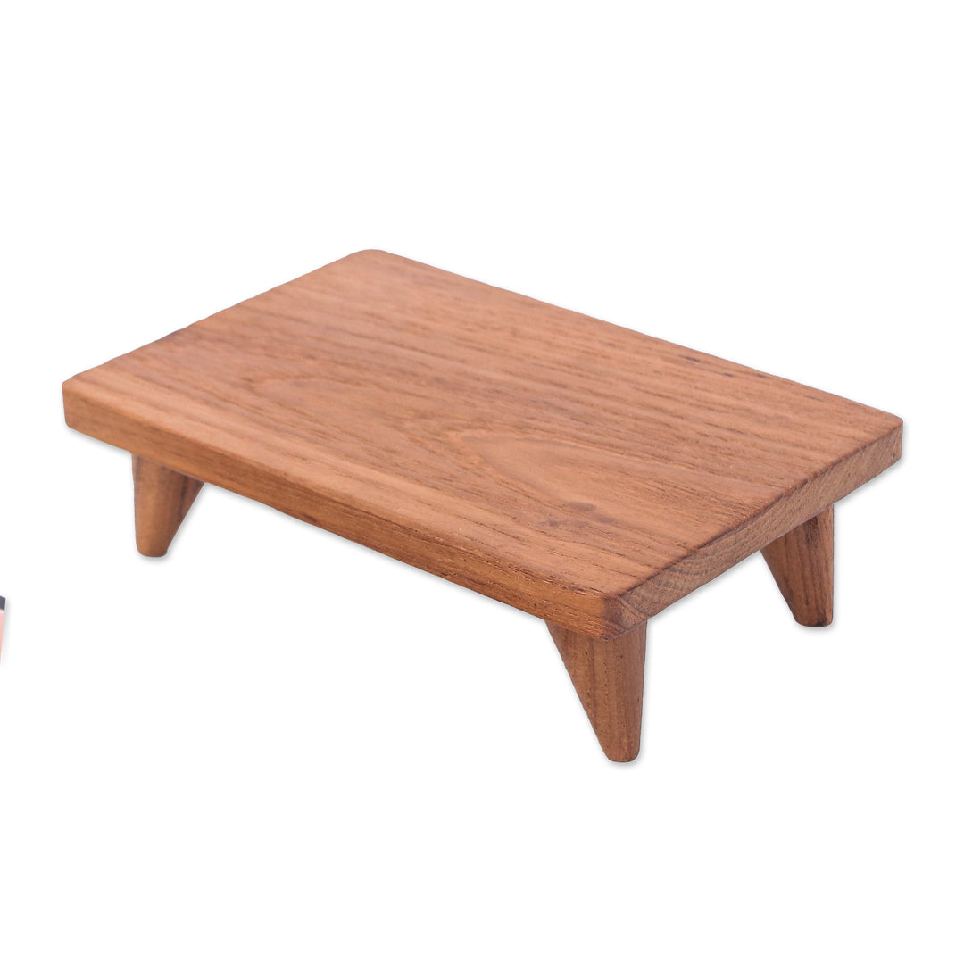 Hand-Carved Minimalist Teak Wood Decorative Tray (Small) - Welcome Elegance