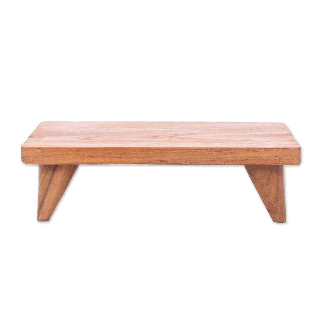 Hand-Carved Minimalist Teak Wood Decorative Tray (Small) - Welcome Elegance