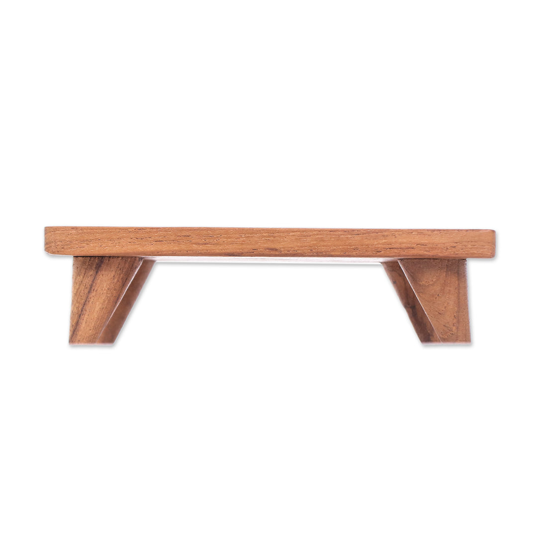 Hand-Carved Minimalist Teak Wood Decorative Tray (Small) - Welcome Elegance