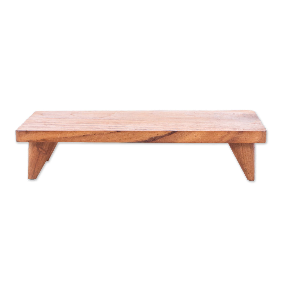 Hand-Carved Minimalist Teak Wood Decorative Tray (Medium) - Welcome Elegance