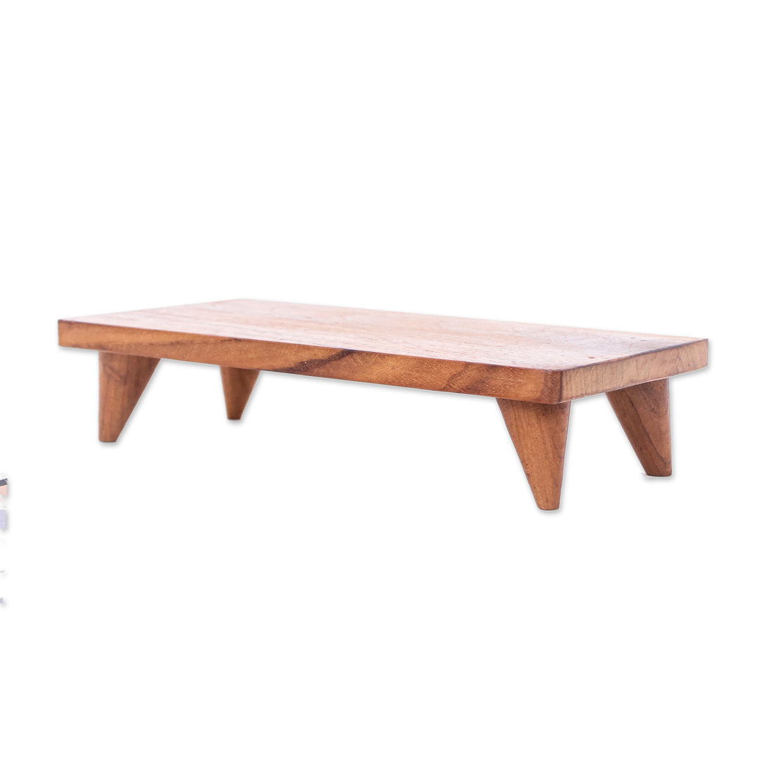 Hand-Carved Minimalist Teak Wood Decorative Tray (Medium) - Welcome Elegance