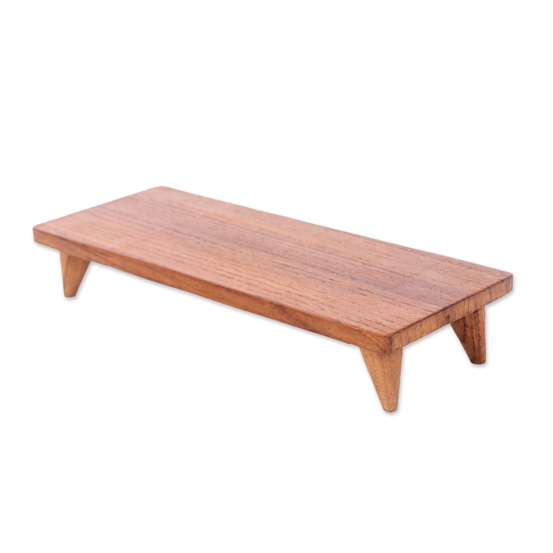 Hand-Carved Minimalist Teak Wood Decorative Tray (Large) - Welcome Elegance