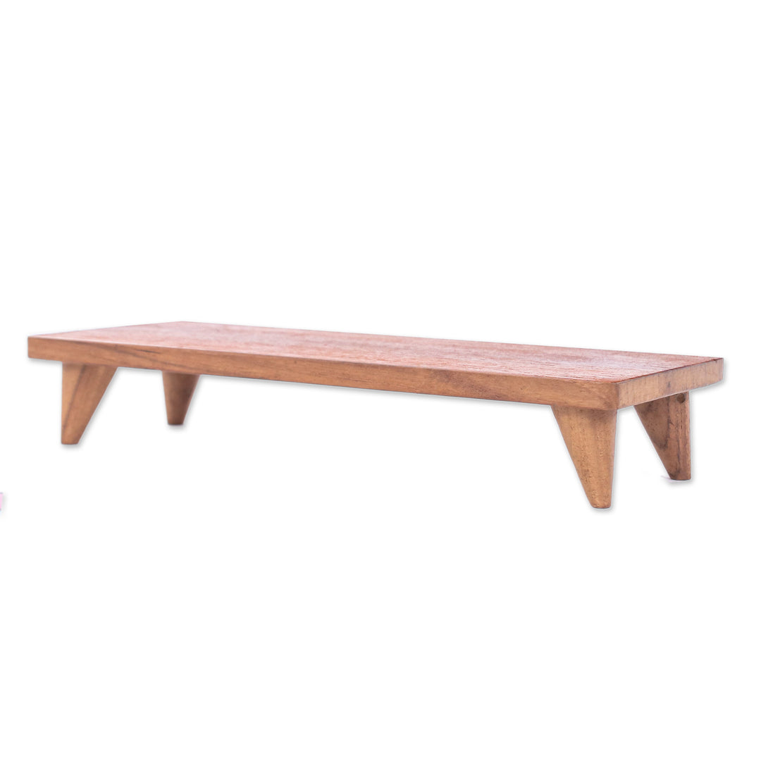 Hand-Carved Minimalist Teak Wood Decorative Tray (Large) - Welcome Elegance