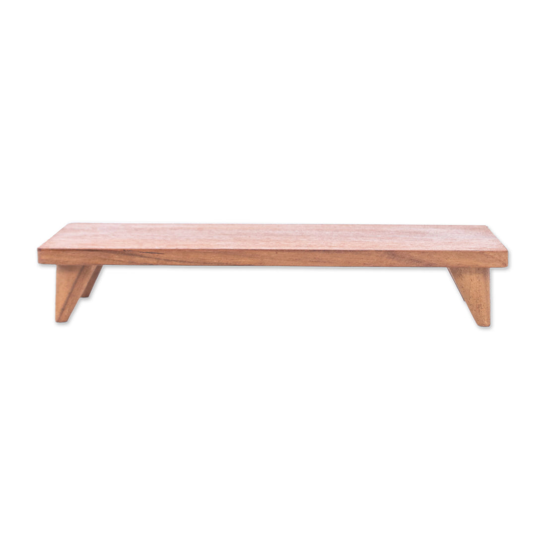 Hand-Carved Minimalist Teak Wood Decorative Tray (Large) - Welcome Elegance