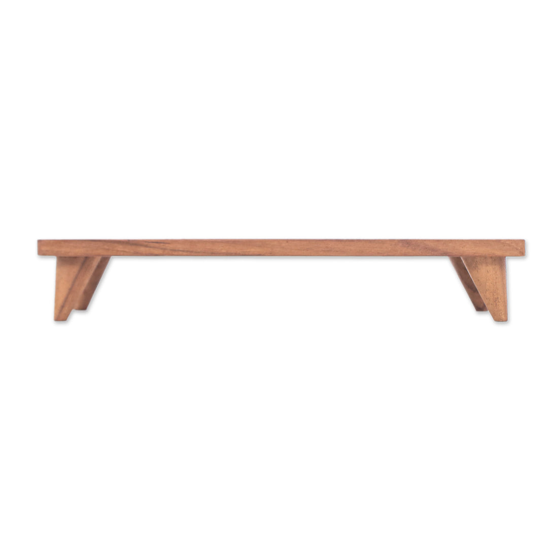 Hand-Carved Minimalist Teak Wood Decorative Tray (Large) - Welcome Elegance