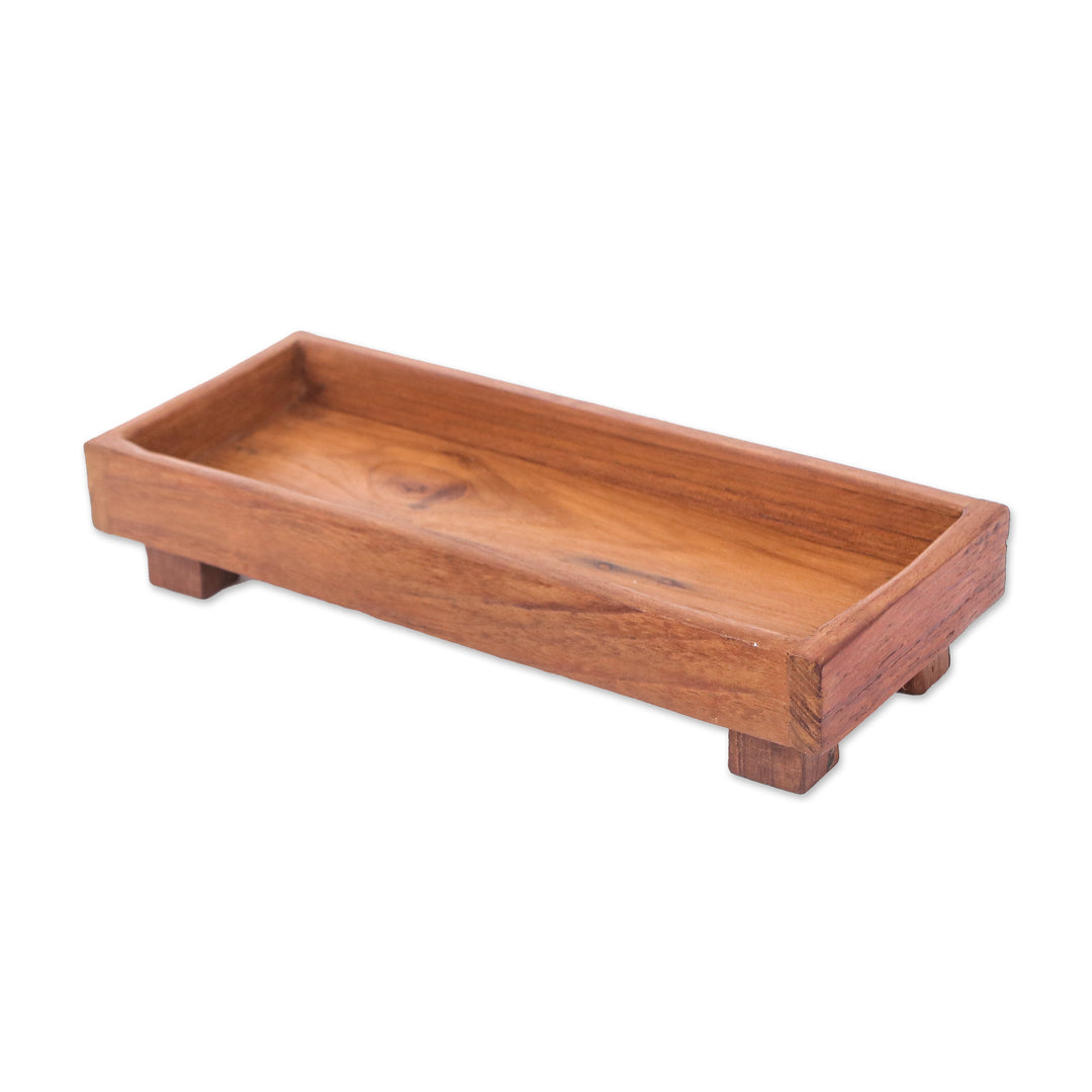 Geometric Teak Wood Decorative Tray from Thailand (Small) - Sylvan Spaces