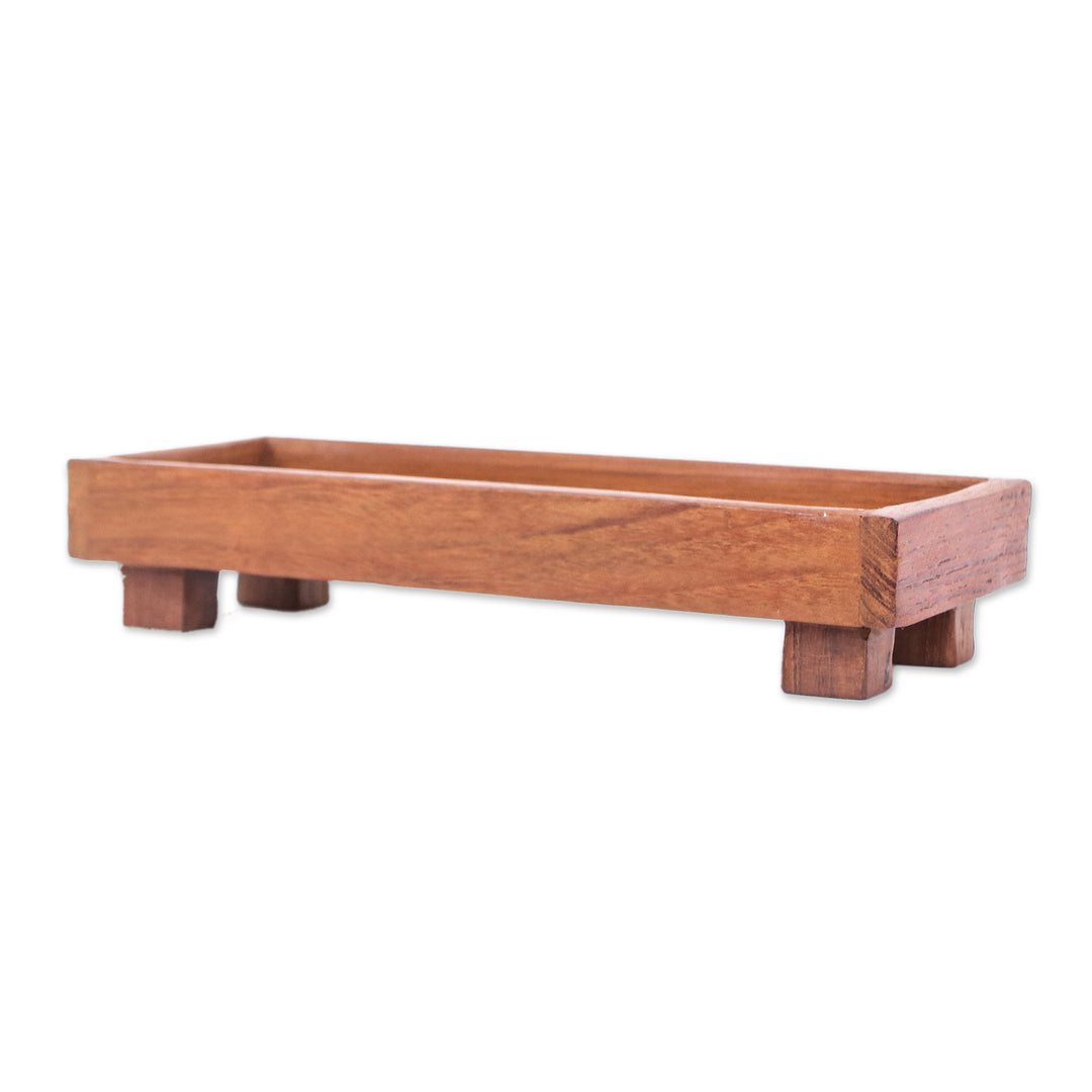 Geometric Teak Wood Decorative Tray from Thailand (Small) - Sylvan Spaces