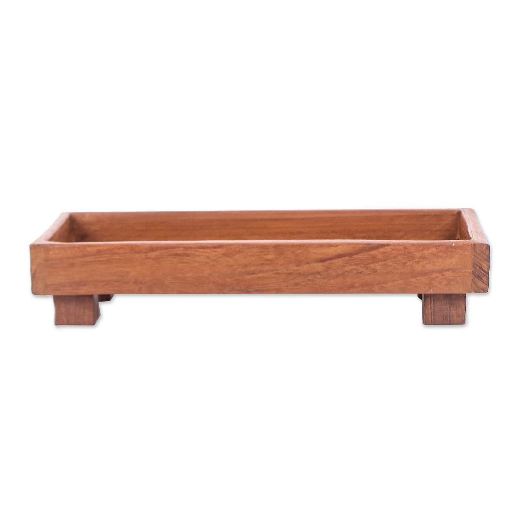 Geometric Teak Wood Decorative Tray from Thailand (Small) - Sylvan Spaces