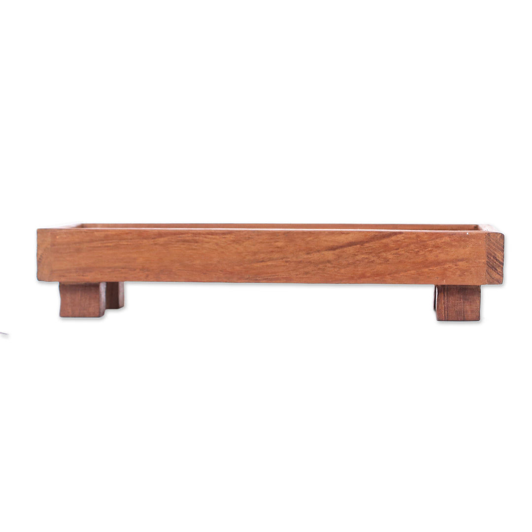 Geometric Teak Wood Decorative Tray from Thailand (Small) - Sylvan Spaces