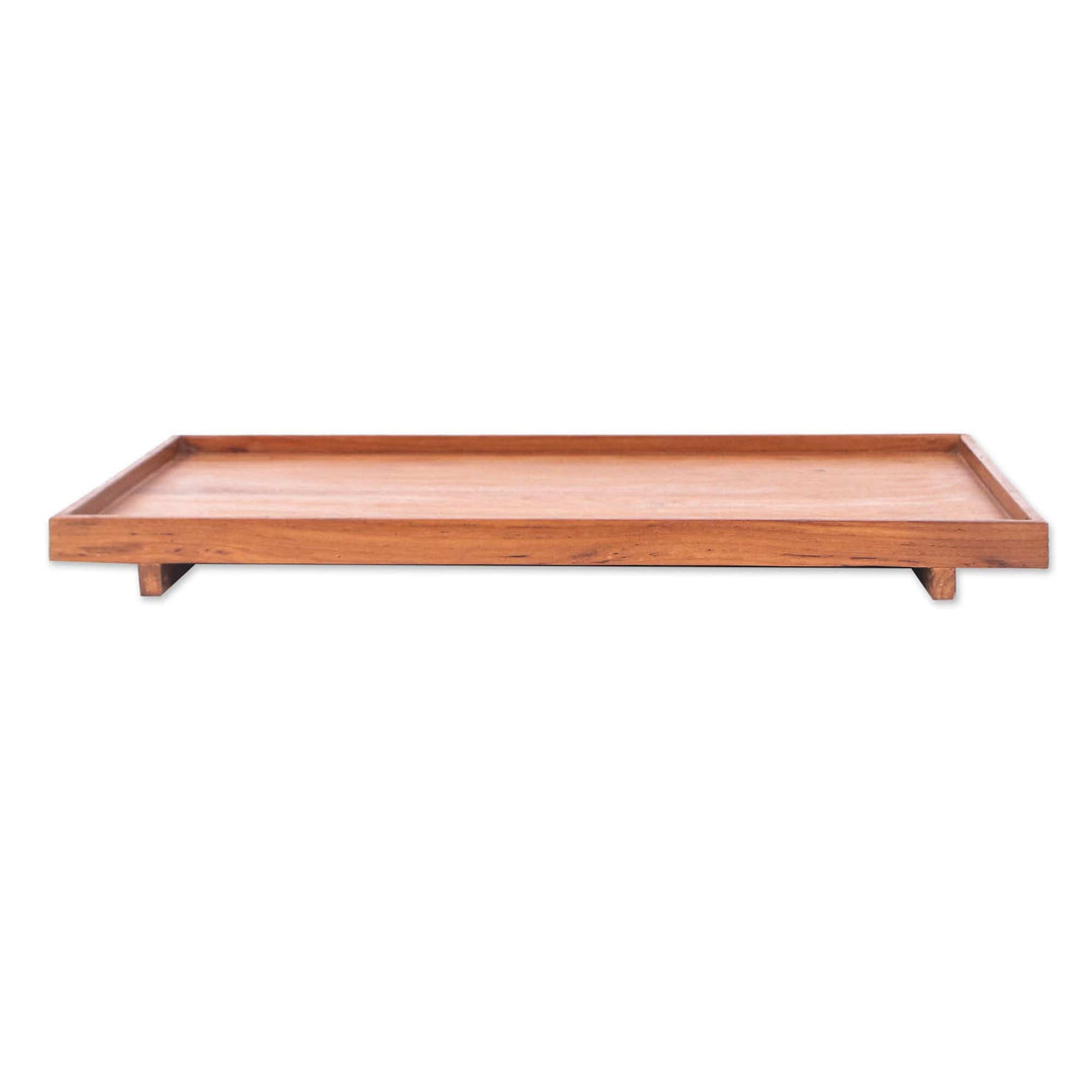 Minimalist Natural Brown Teak Wood Tray from Thailand - Vast Nature