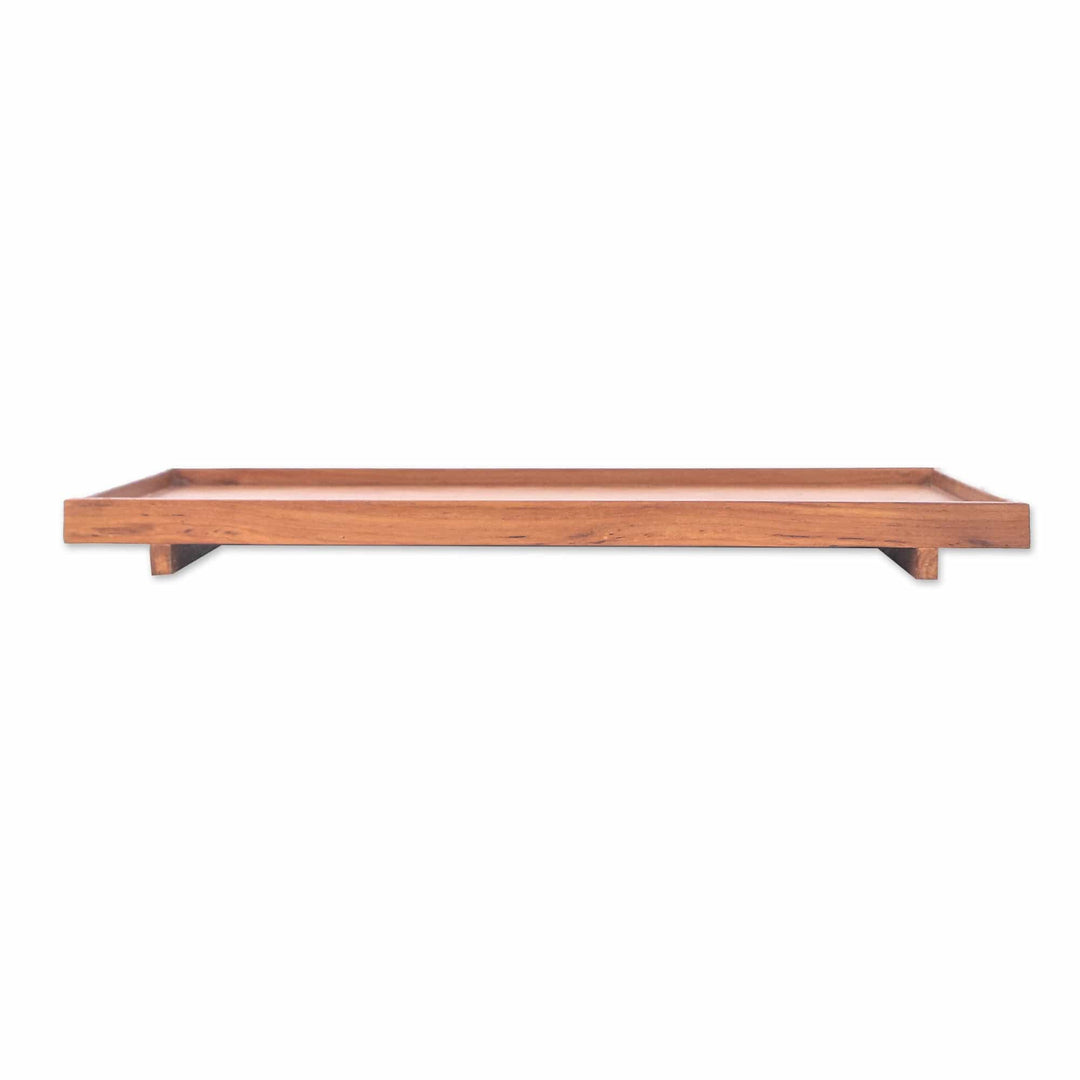 Minimalist Natural Brown Teak Wood Tray from Thailand - Vast Nature