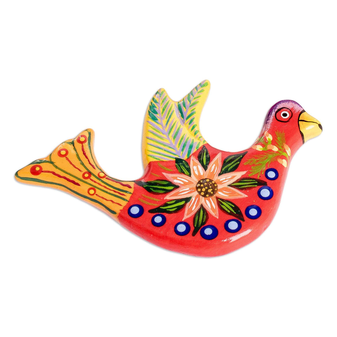 Set of 3 Hand-Painted Colorful Dove Ceramic Magnets - Joyful Doves