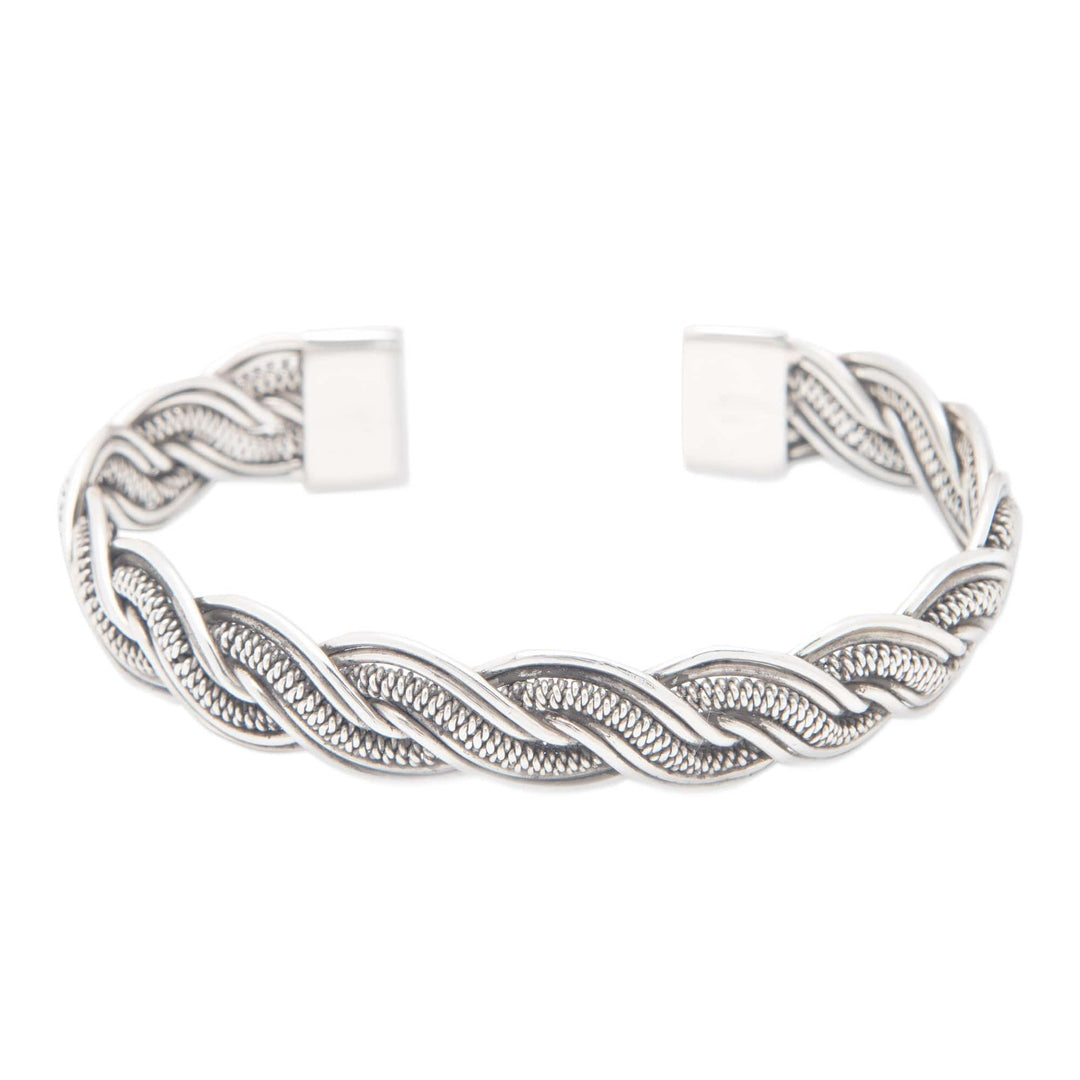 Classic Braided Sterling Silver Cuff Bracelet from Bali - The Island's Fate