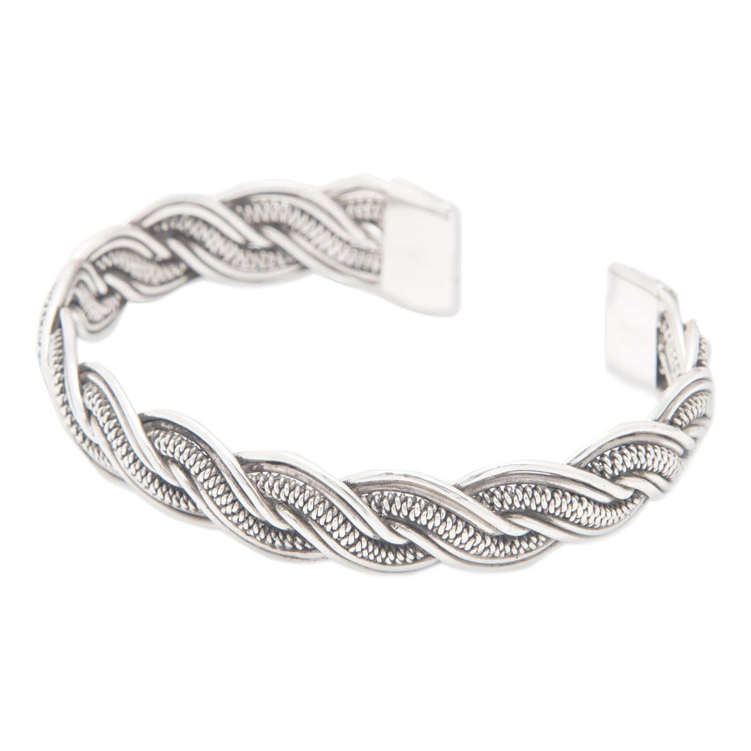 Classic Braided Sterling Silver Cuff Bracelet from Bali - The Island's Fate