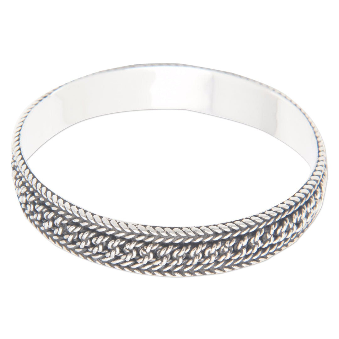 Traditional Braided Sterling Silver Bangle Bracelet from Bal - Braid Shake