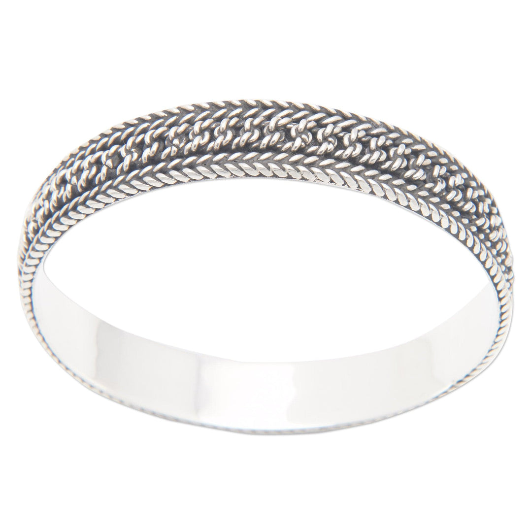 Traditional Braided Sterling Silver Bangle Bracelet from Bal - Braid Shake