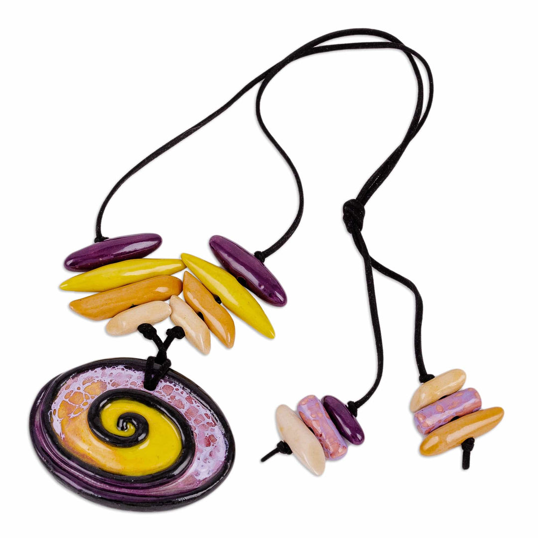 Handcrafted Vibrant Ceramic Choker Pendant Necklace - Swirling Gaze