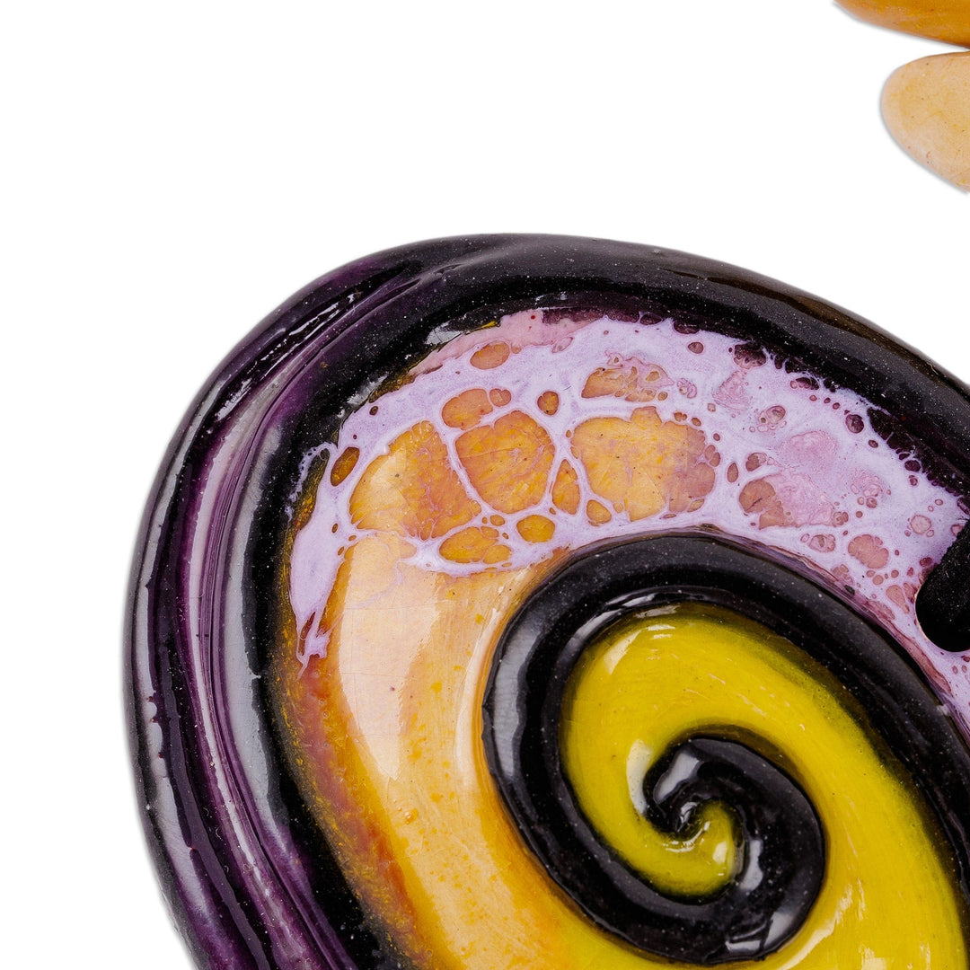 Handcrafted Vibrant Ceramic Choker Pendant Necklace - Swirling Gaze