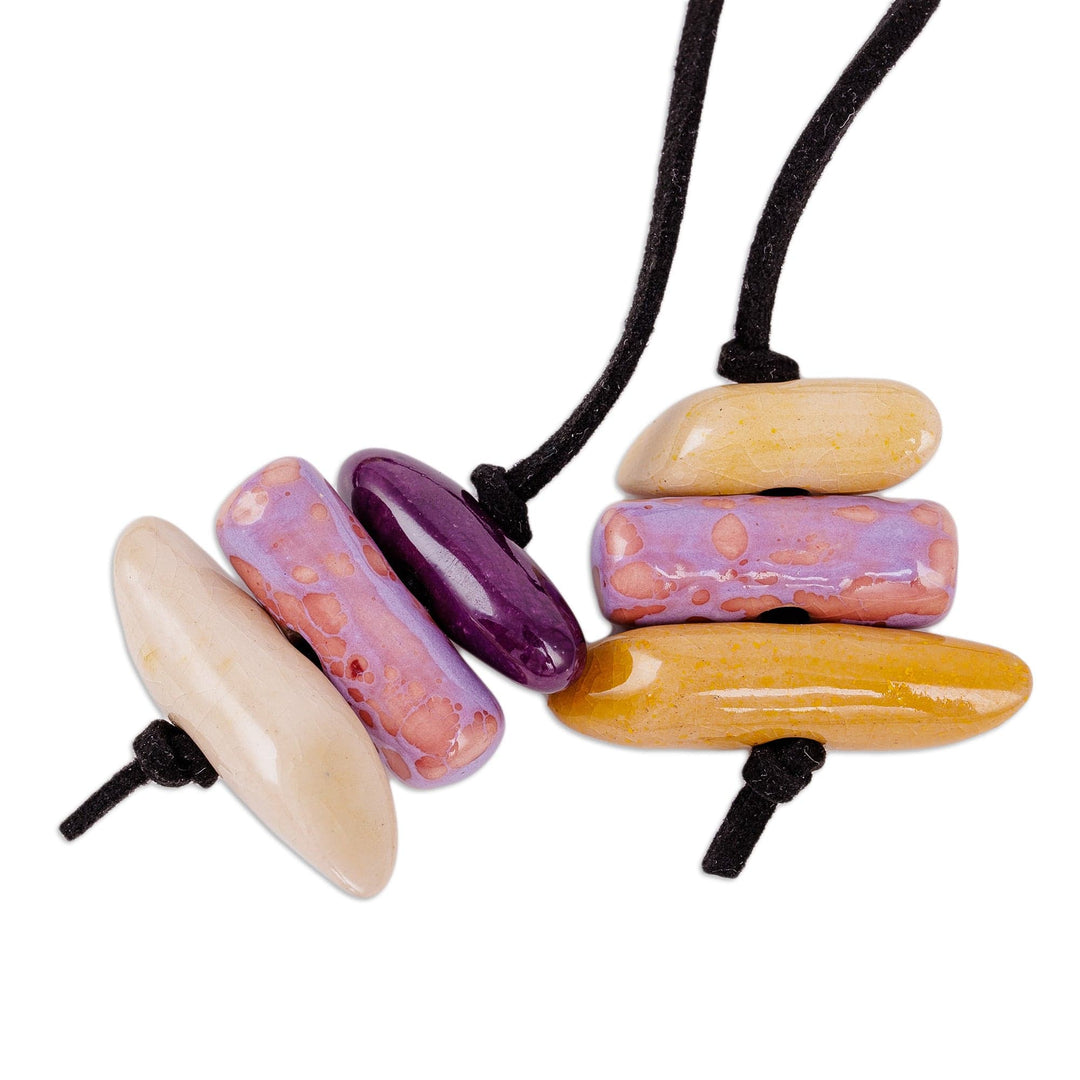 Handcrafted Vibrant Ceramic Choker Pendant Necklace - Swirling Gaze