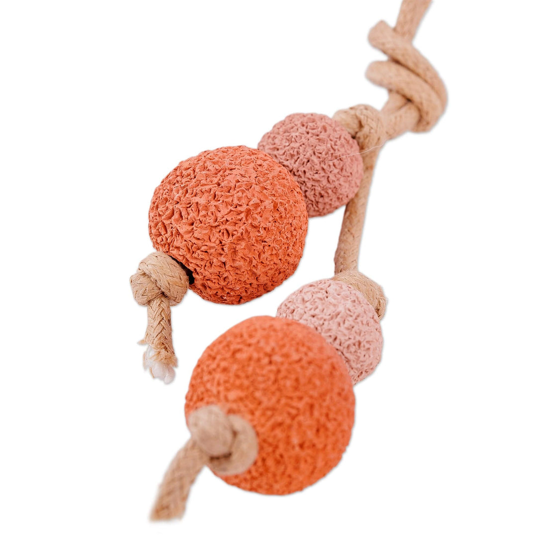 Adjustable Orange and Pink Ceramic Beaded Choker Necklace - Sweetness at Sunrise