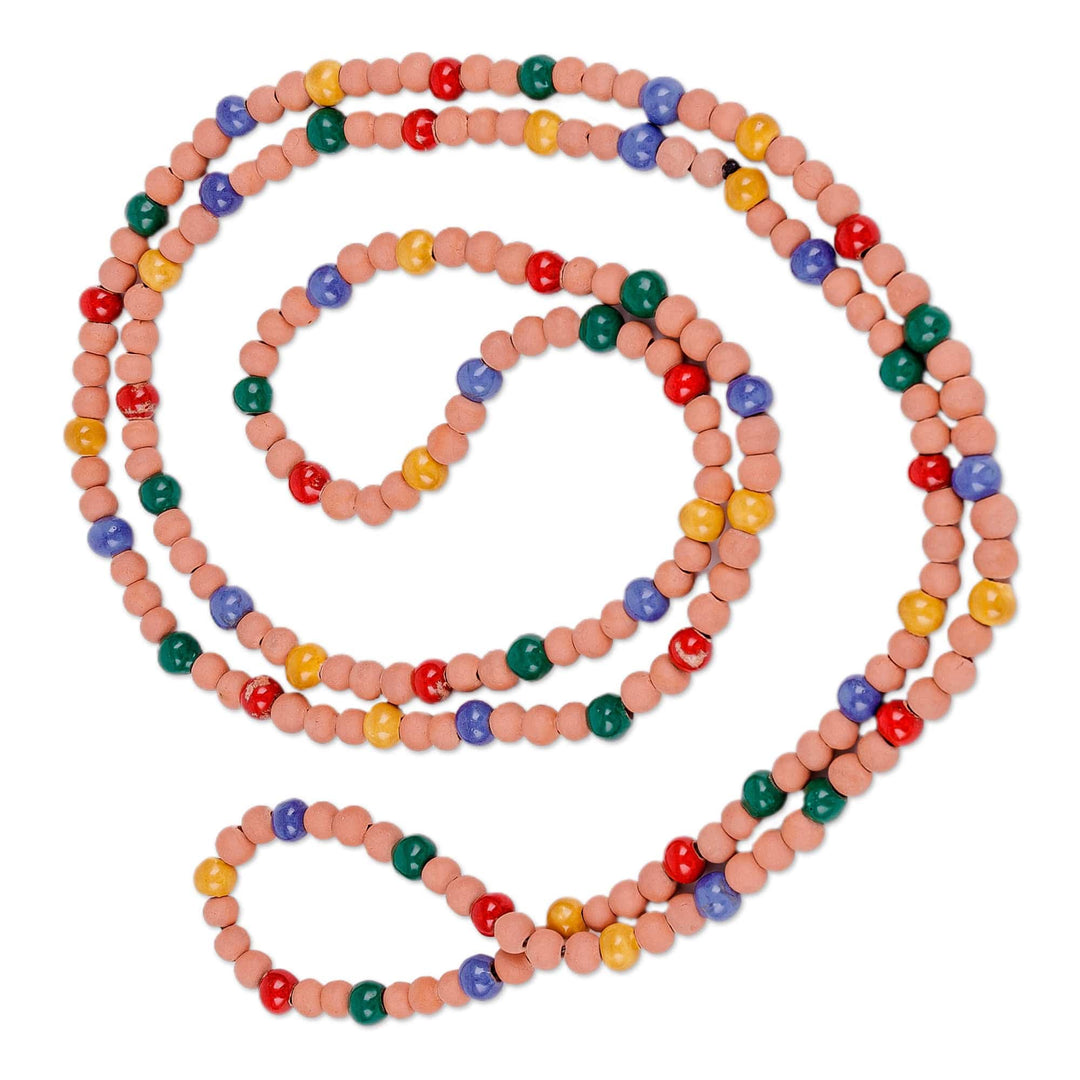 Hand-Painted Ceramic Beaded Long Necklace (Large) - Current Colors