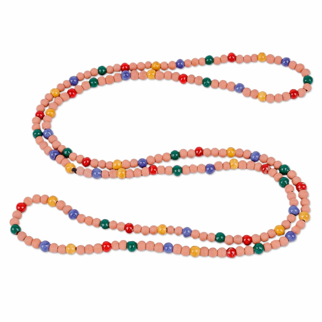 Hand-Painted Ceramic Beaded Long Necklace (Large) - Current Colors