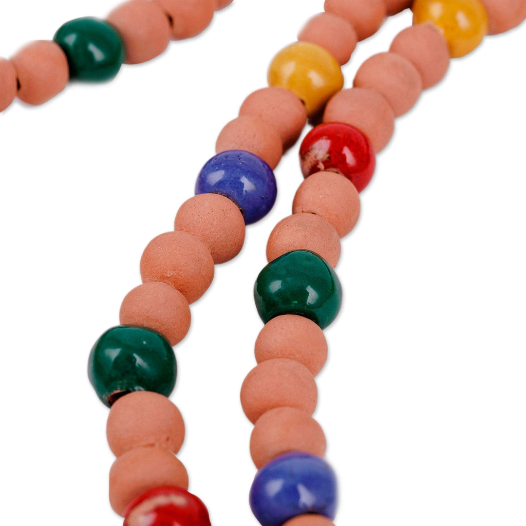 Hand-Painted Ceramic Beaded Long Necklace (Large) - Current Colors