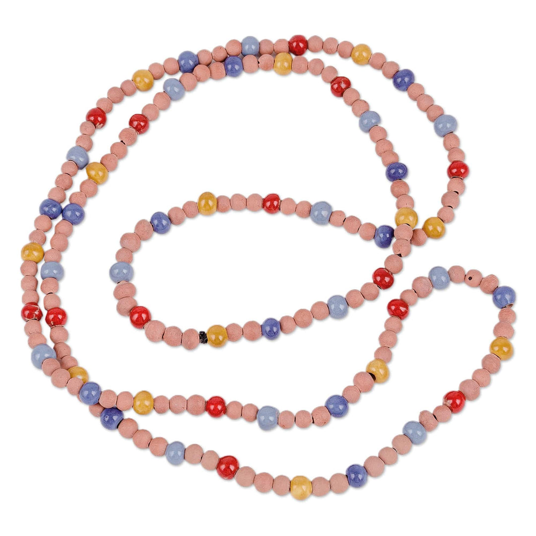 Hand-Painted Ceramic Beaded Long Necklace (Medium) - Current Colors