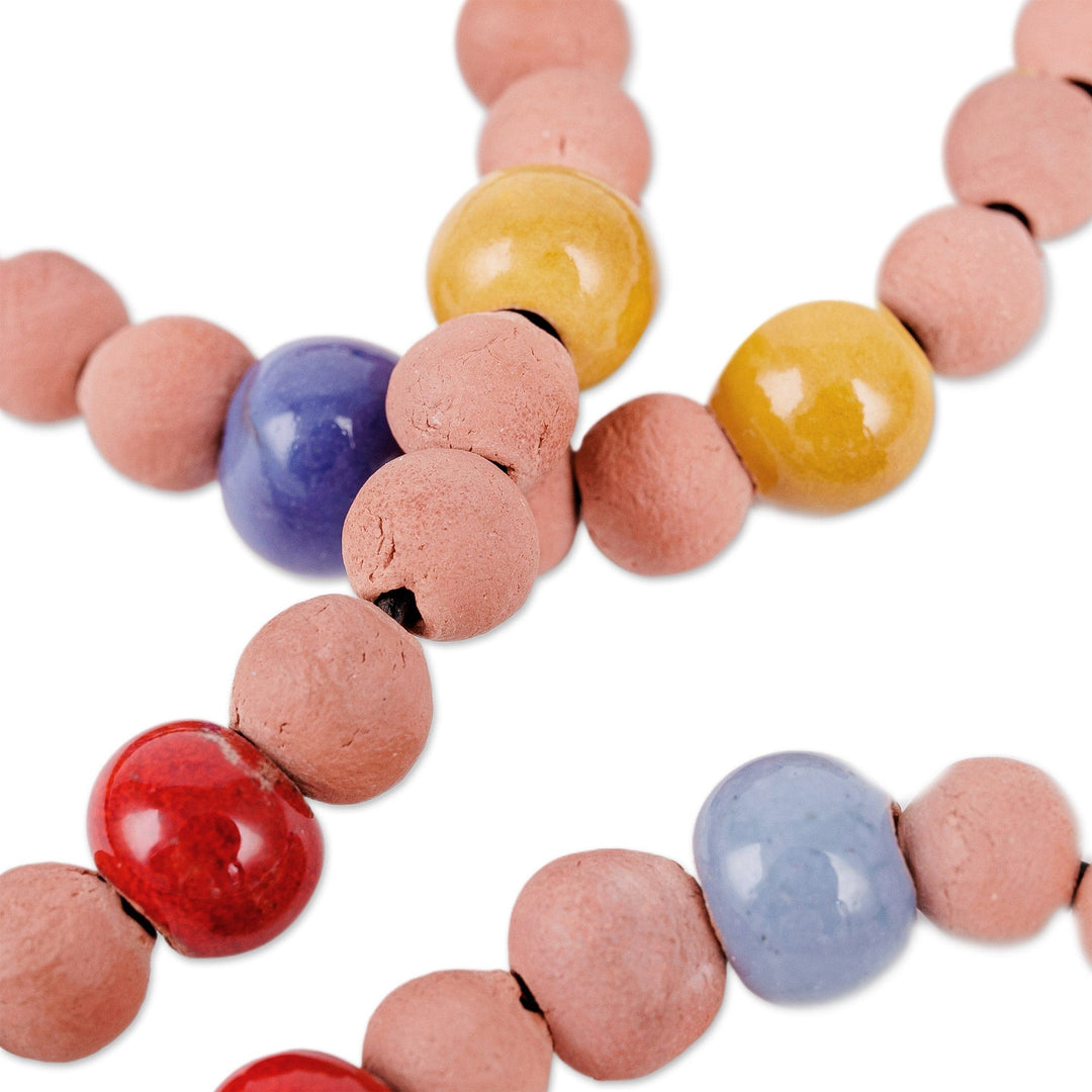 Hand-Painted Ceramic Beaded Long Necklace (Medium) - Current Colors
