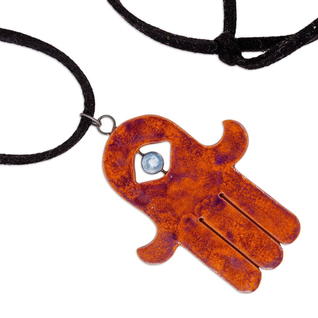 Handcrafted Ceramic Hamsa Pendant Necklace - Hamsa Today