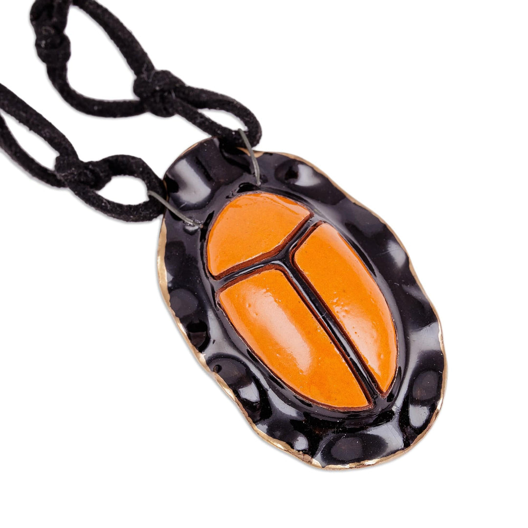 Handcrafted Painted Beetle-Shaped Ceramic Pendant Necklace - Tiniest Sensations
