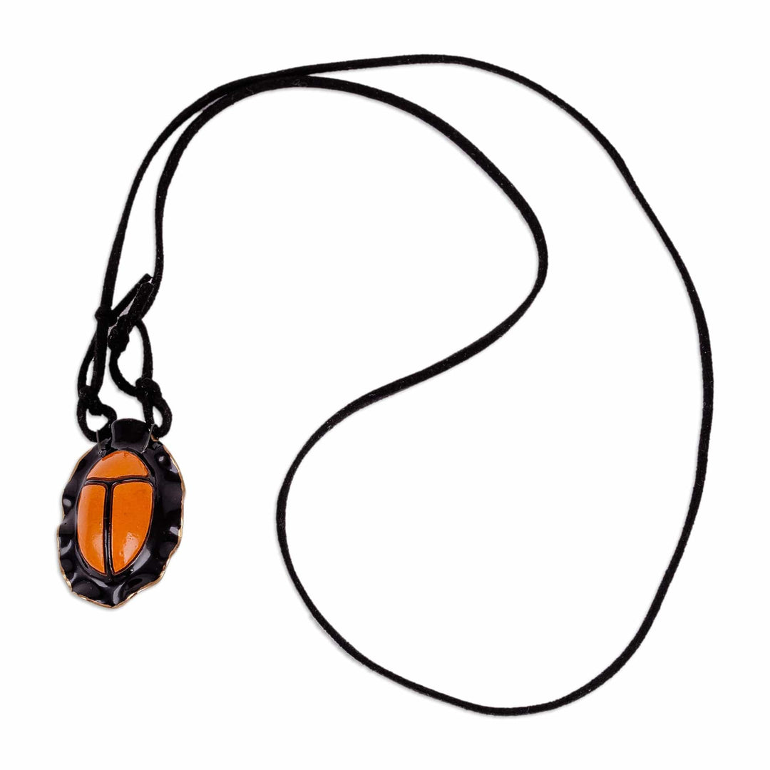 Handcrafted Painted Beetle-Shaped Ceramic Pendant Necklace - Tiniest Sensations