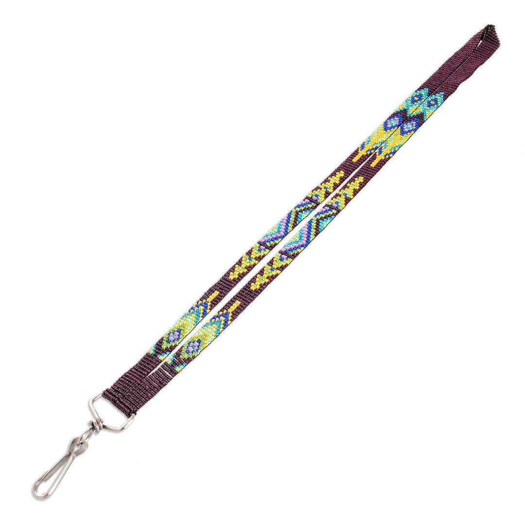 Handmade Beaded Purple Neck Lanyard Keychain Holder - Handy and Enchanting