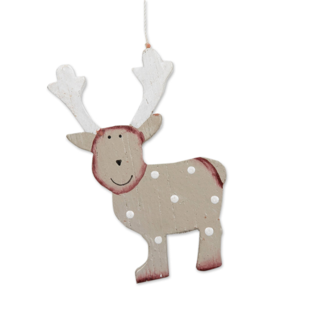 Hand-Painted Brown Wood Reindeer Wind Chime Christmas Decor - Delightful Reindeer