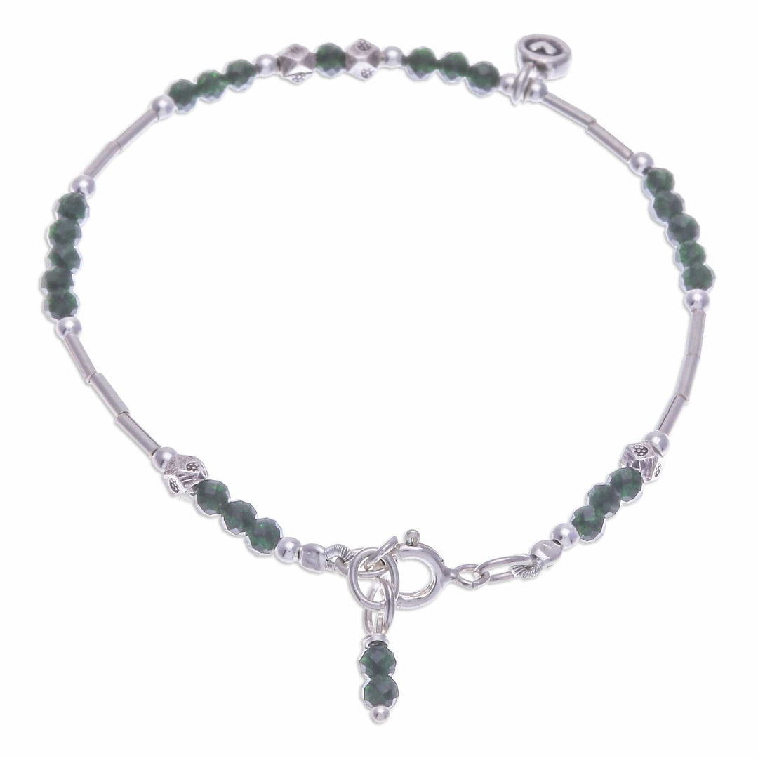 Heart-Themed Silver and Glass Beaded Charm Bracelet - Sylvan Heart
