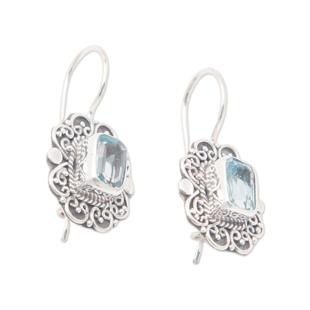 Classic Sterling Silver Drop Earrings with Blue Topaz Jewels - Palace of the Loyal