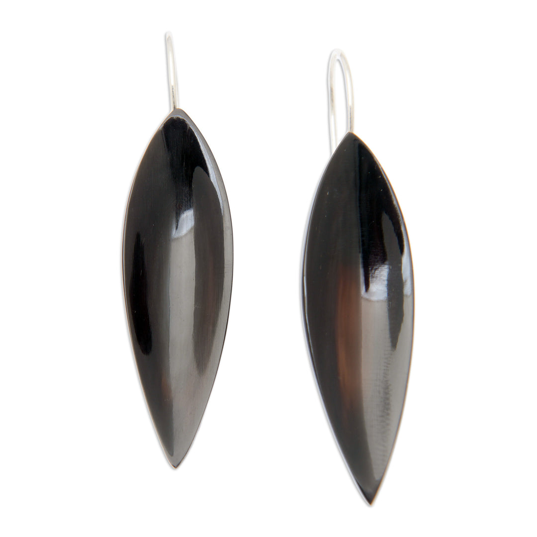 Polished Petal-Shaped Sterling Silver Drop Earrings - Mystery Petals