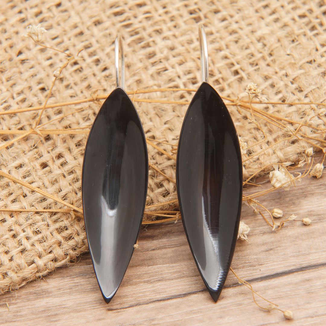 Polished Petal-Shaped Sterling Silver Drop Earrings - Mystery Petals