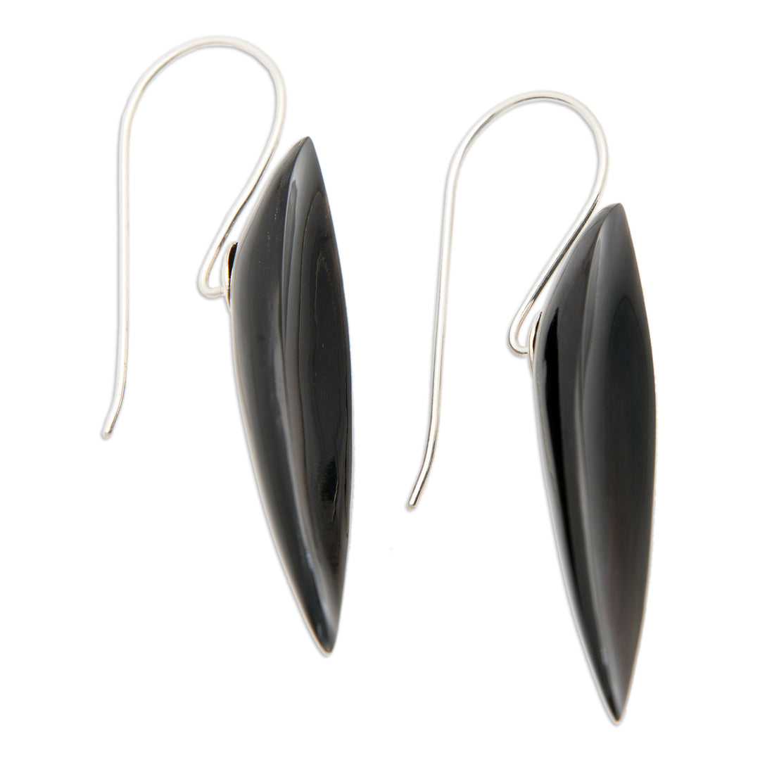 Polished Petal-Shaped Sterling Silver Drop Earrings - Mystery Petals