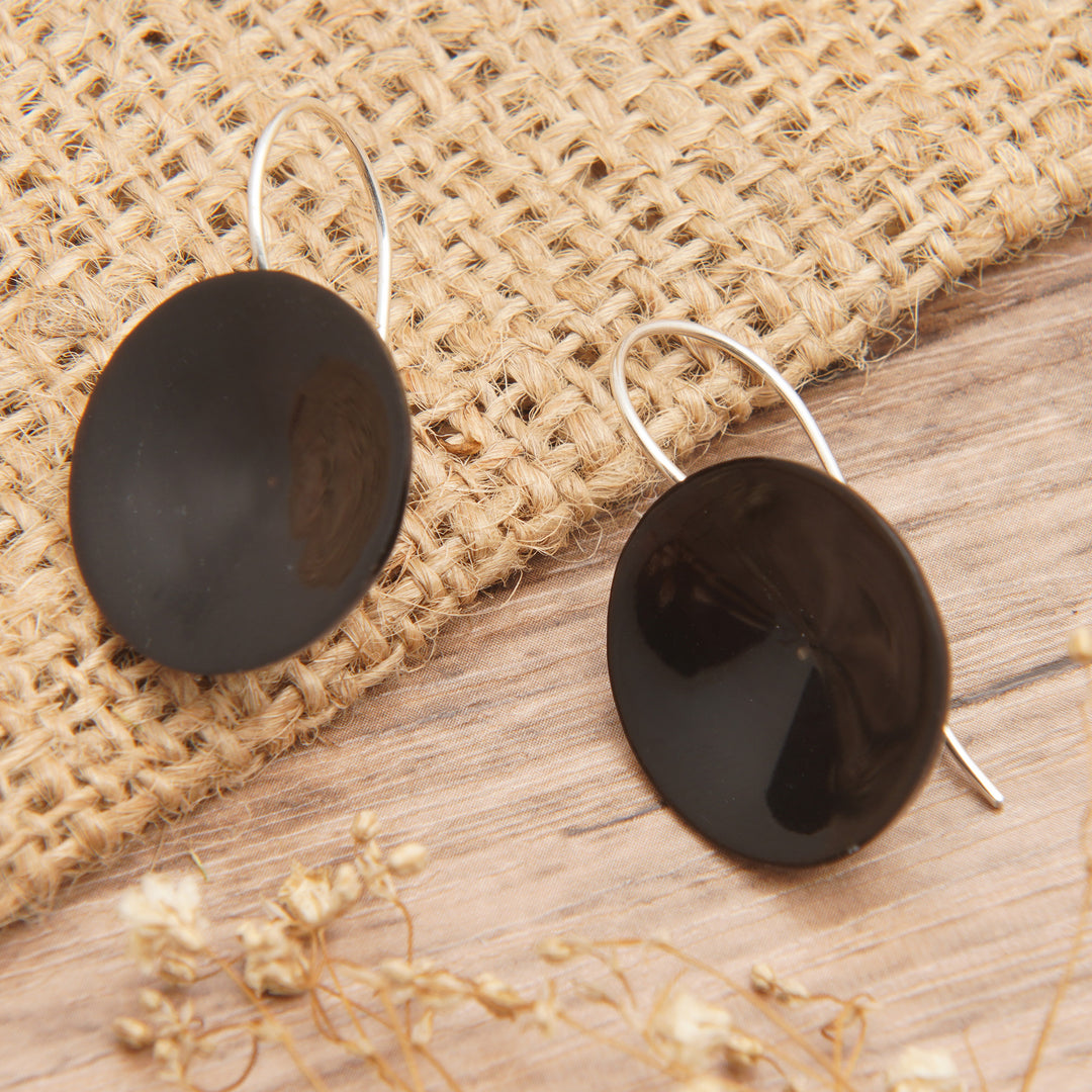 Polished Round Sterling Silver Drop Earrings from Bali - Mystery Nimbus