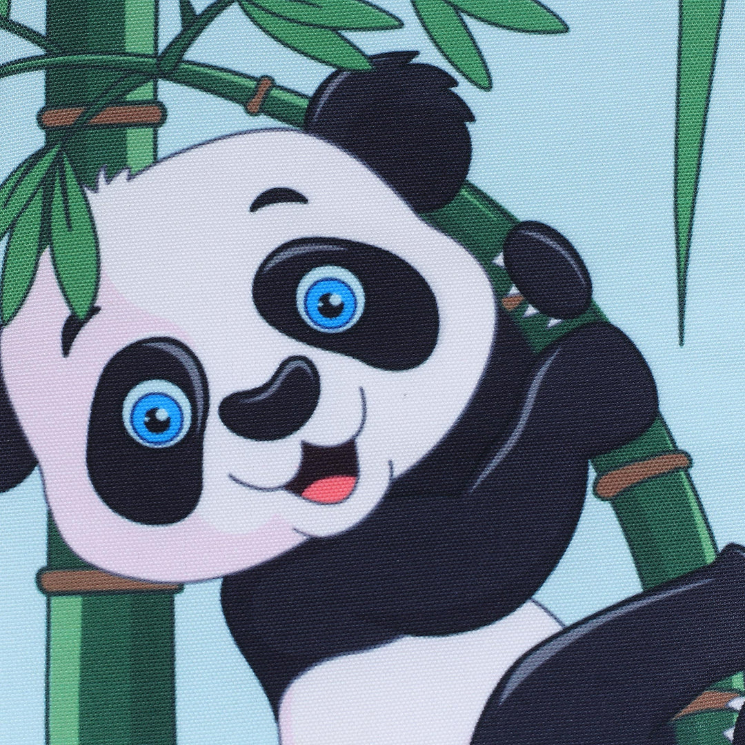 Printed Inspirational Panda-Themed Green Cotton Tote Bag - Bamboo Message