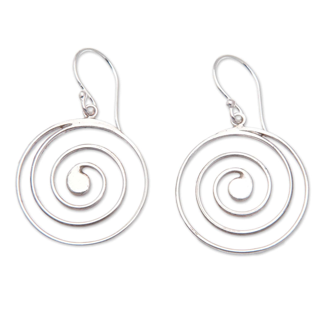 Polished Classic Spiral Sterling Silver Dangle Earrings - Classic Spirals